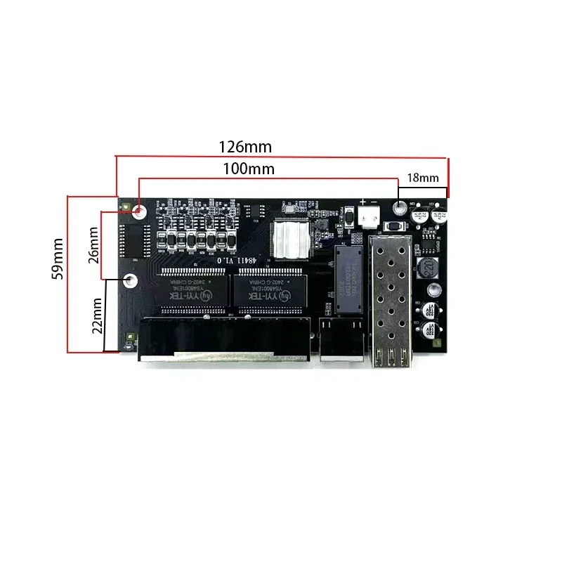 5 port 10/100/1000M 4port 802.3at/af poe in/out 48v dengan 1port uplink/nvr dengan 1port modul saklar industri sfp