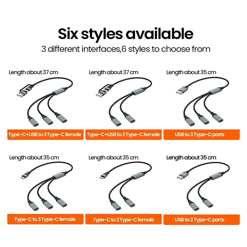 3 in 1 Type C HUB Multi USB C Hub Extensions Multi USB Hub Extensions Data Transfer USB Male to 3 USB C Female OTG For PC Xiaomi