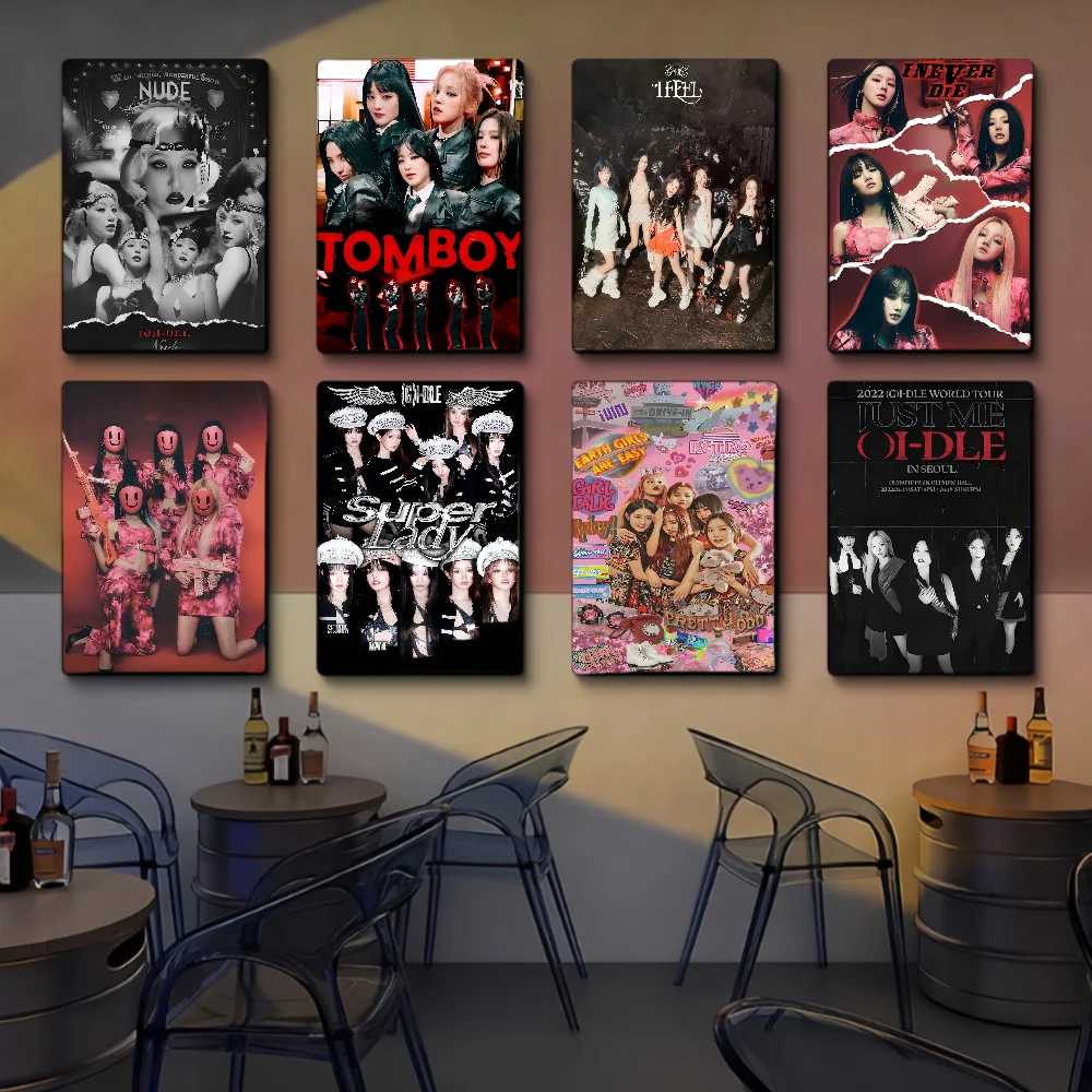 Kpop Girls G-GIDLE (G)I-DLE Vintage Posters Sticky Vintage Room Home Bar Cafe Decor Kawaii Room Decor