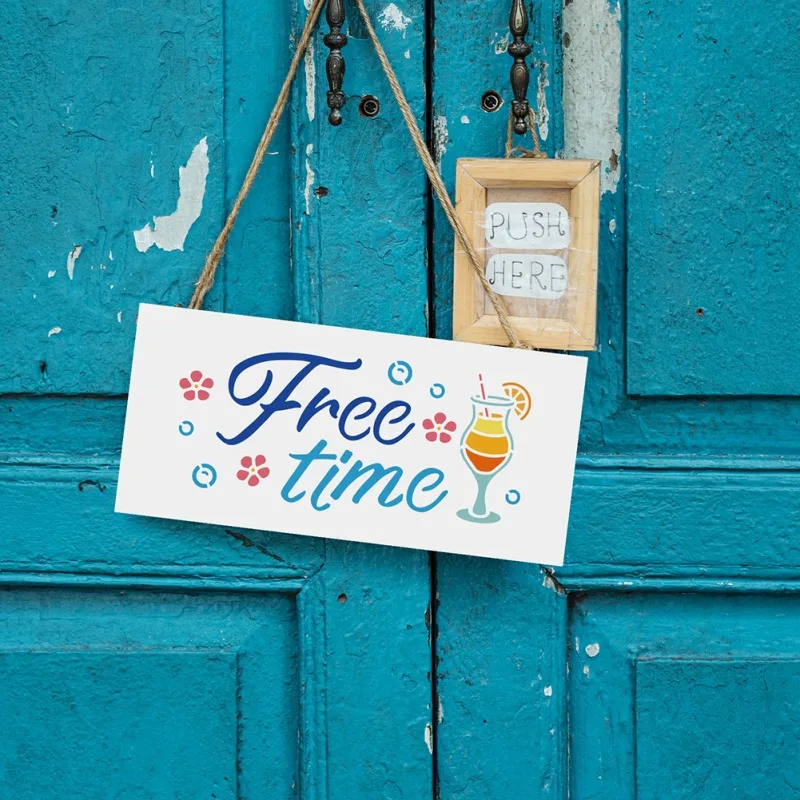 استنسل نصف دائري للرسم على الخشب ، نصف دائري ، تركيبة مجانية ، فواكه صيفية ، ترحيب على المحيط ، 12 في ، 12 في