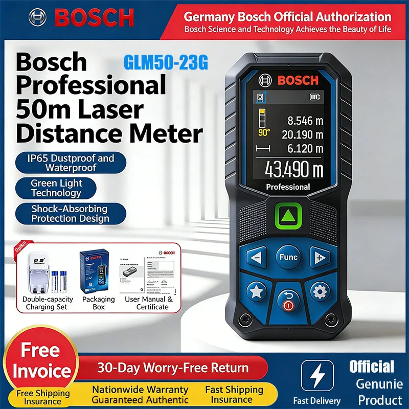

Bosch GreenLaser GLM50-23G Laser Rangefinders Handheld High-Precision Electronic Measuring Tool Room Measurement 50-Meter Range