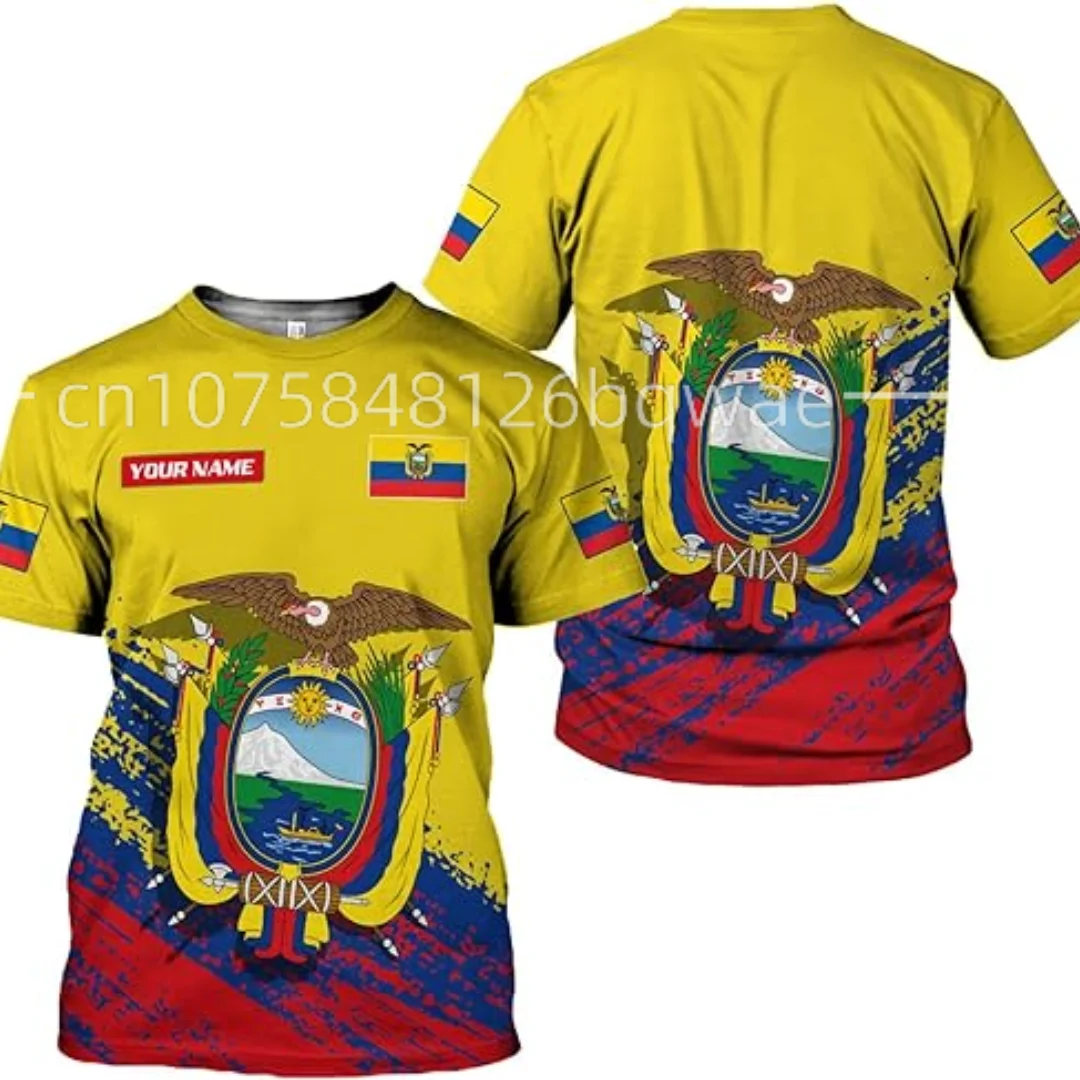 2023 New Custom Name Ecuador Country Flag T-shirts Clothes T shirt Men Women Tees Tops For Soccer Football Fans Gift