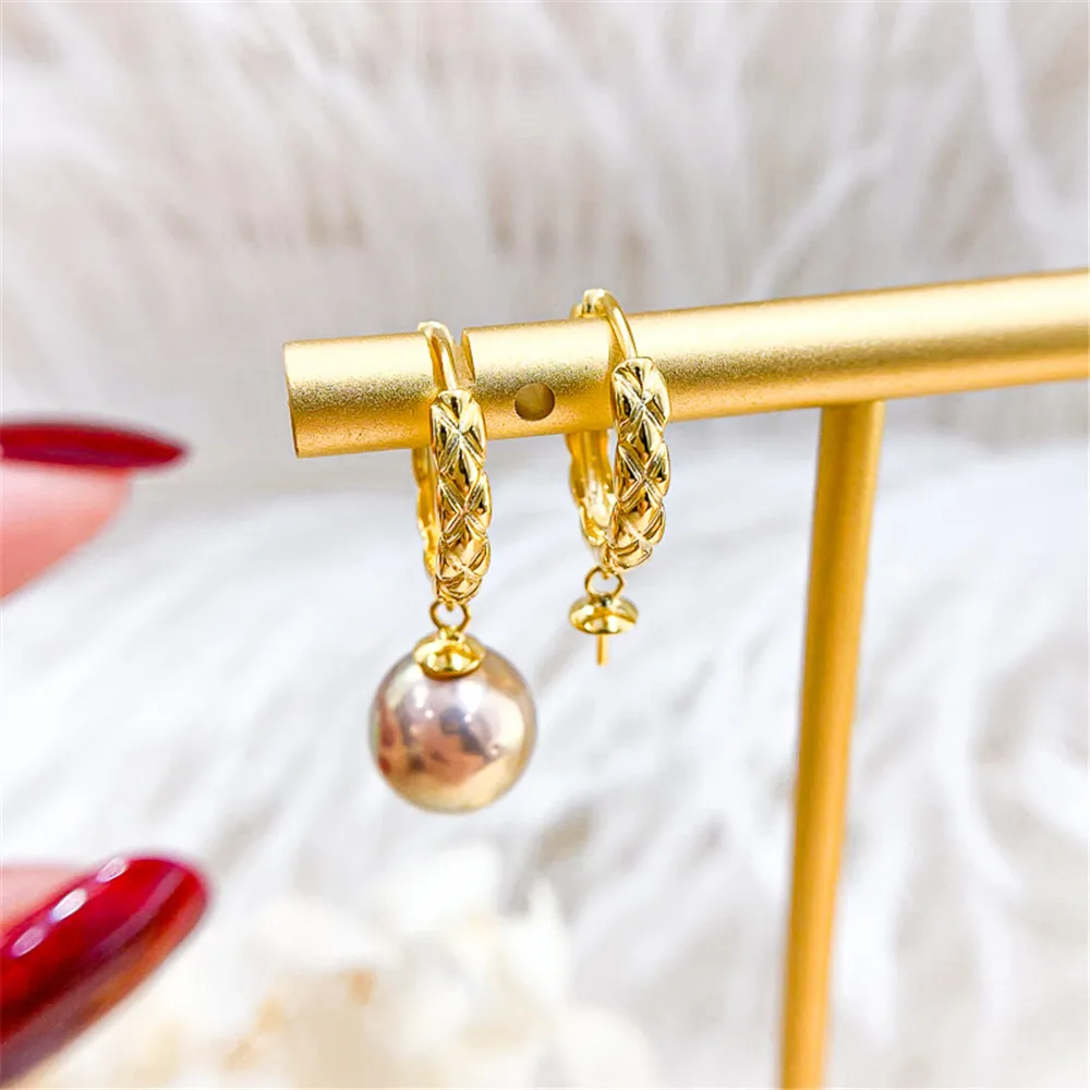 Solid S925 Sterling Silver Earring Settings for DIY, Handmade Material, Fine Jewelry, Finding Accessories, E045, 1 Pair
