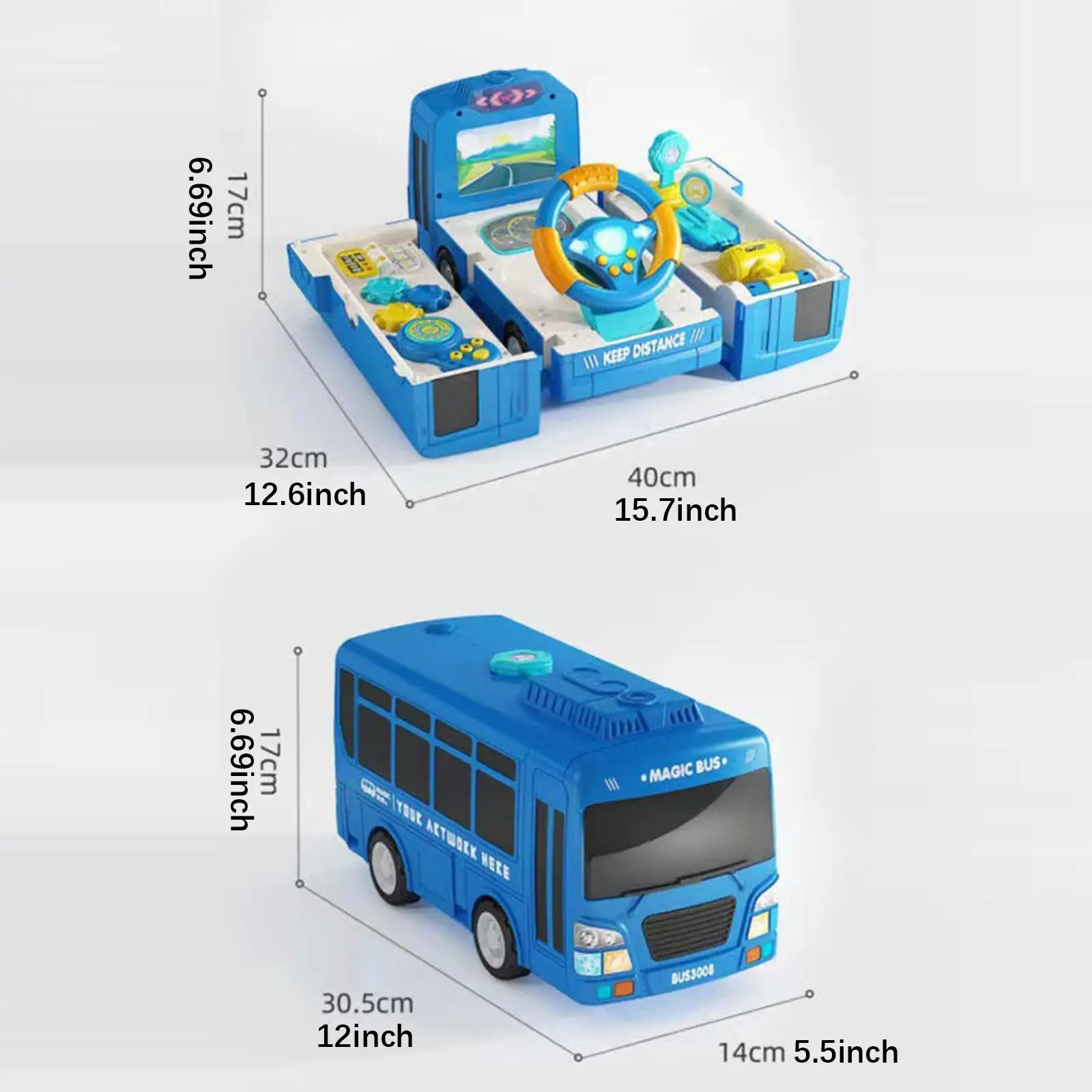 Bus Toy for Kids Steering Wheel Gear Toy with Sound and Light for 3-5 Years Old Toddlers Children Boy Girls Birthday Gifts