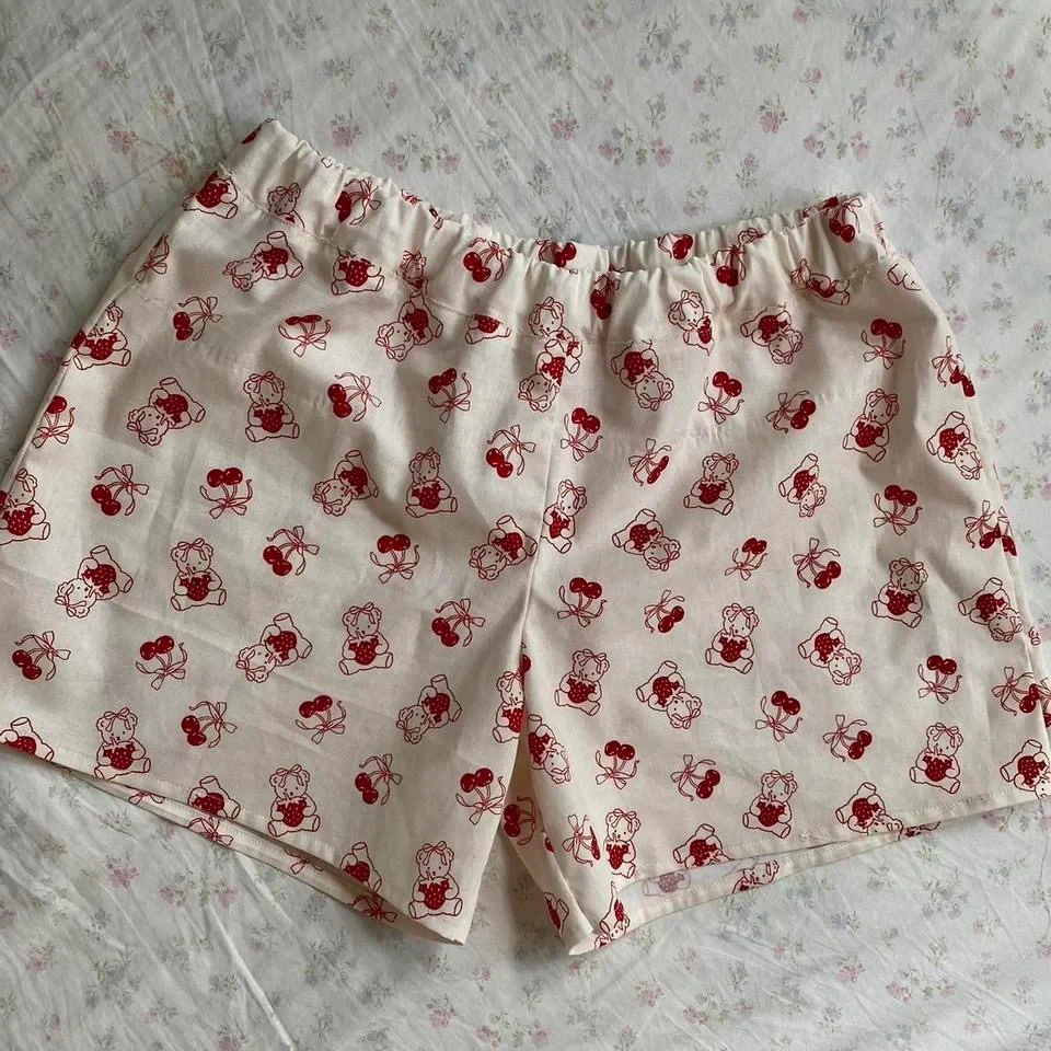 Gaono Casual Women Homerwear pantaloncini a vita bassa Y2K Bear Print Slim Hotsweet Cute Girls Shorts Vintage Ladies Shorts