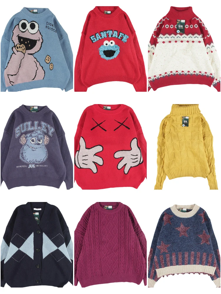 

Vintage Loose Fit Fair Isle Wool Sweater ex Autumn Winter Color Blo Pattern Commute Sle Long Sve round Ne Sweater