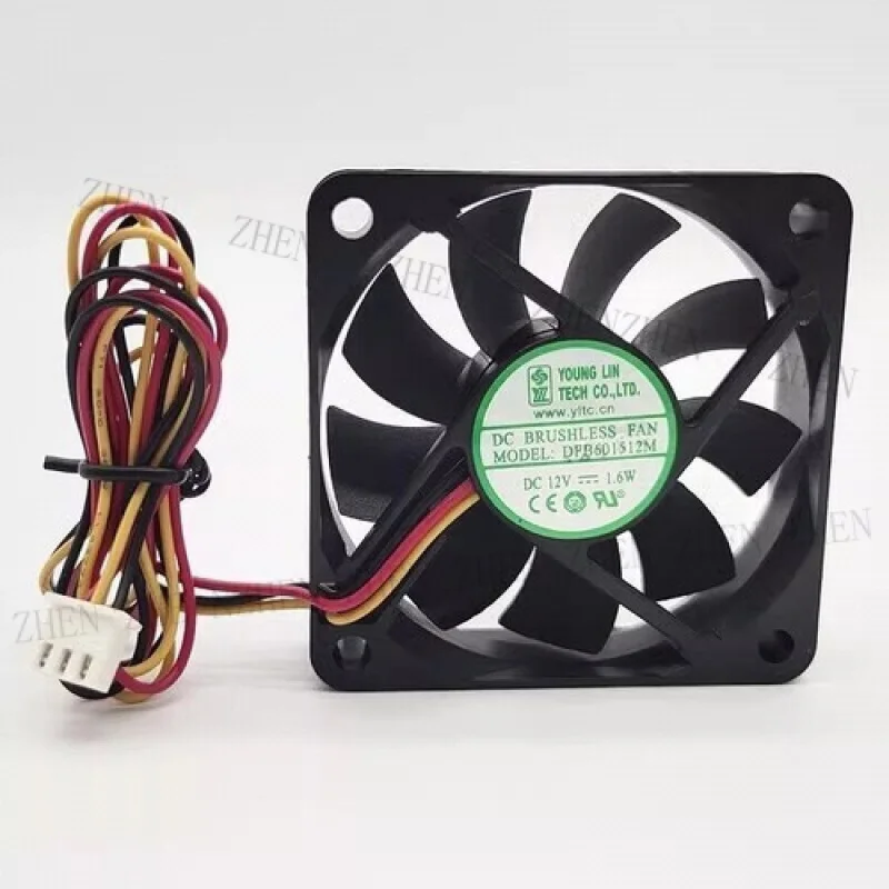Y 1 Pc. DFB601512M  DC12V 1.6W 6CM 6015  3-Wire  Cooling Fan