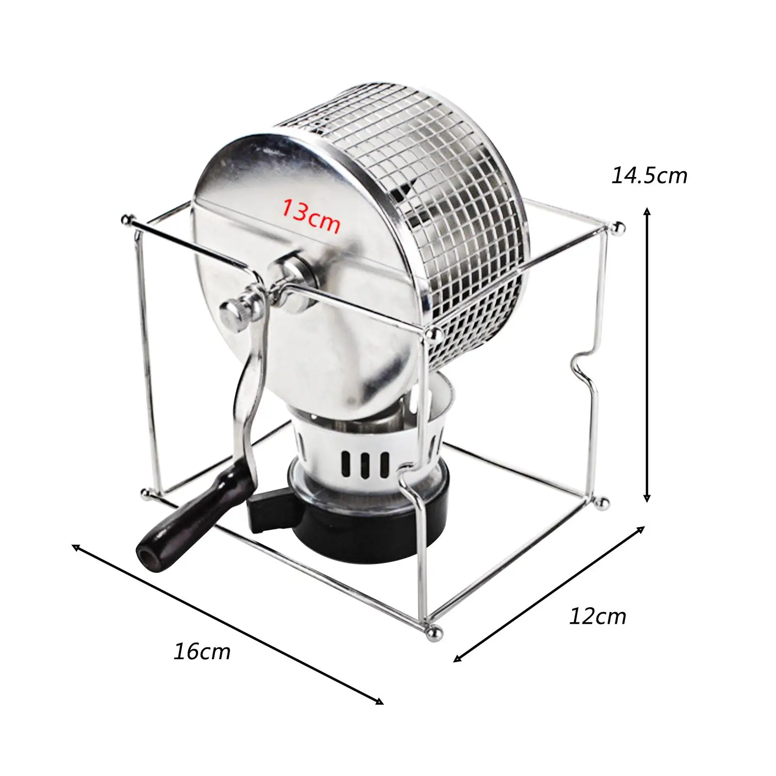 Manual Coffee Bean Roaster, Suporte conveniente portátil multifuncional, Rolo pequeno de aço inoxidável, Uso doméstico
