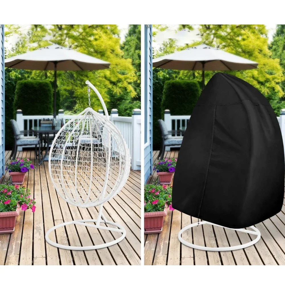 Waterproof Furniture Protector 420D Chair Cover For All-weather Outdoor Use Black Outdoor Cover Compact Folding