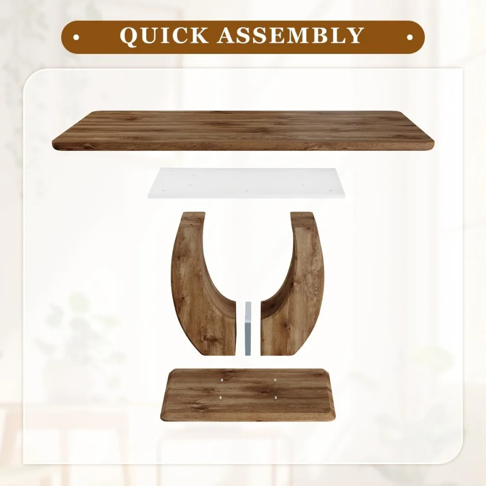 Elegant 6-Seater Wooden Rectangular Dining Table with 1.8 Thick Top for Rustic Home Decor