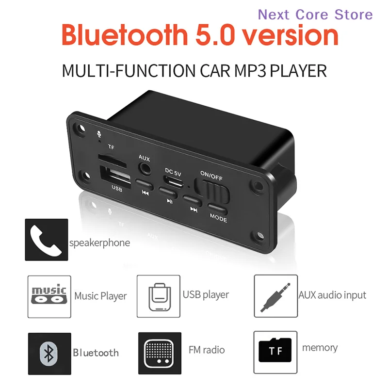 [NC]1Set Bluetooth 5.0 MP3 Player 2*3W Decoder Board Speaker Car FM Radio Module[NC]