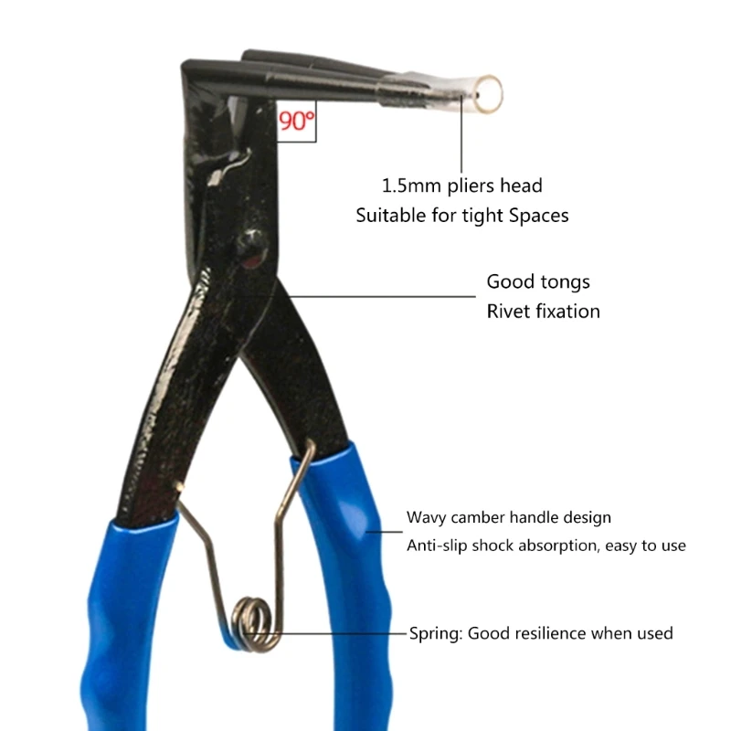 Cylinder Snap Ring Pliers Internal Ring Remover Retaining Circlip Pliers 90 Degrees Bending Pliers Long Nose Heavy-duty