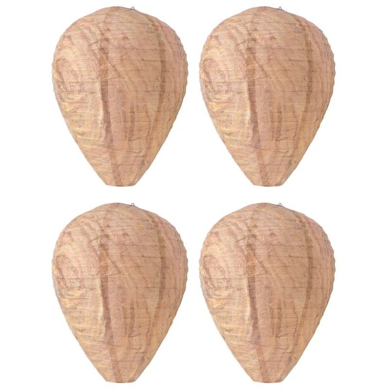 

4PCS Wasp Nest,Decoy Hanging Fake Wasp Nest Paper Decoy Safe Fake Trap Effective Eco Friendly Paper Wasp Nest For Garden