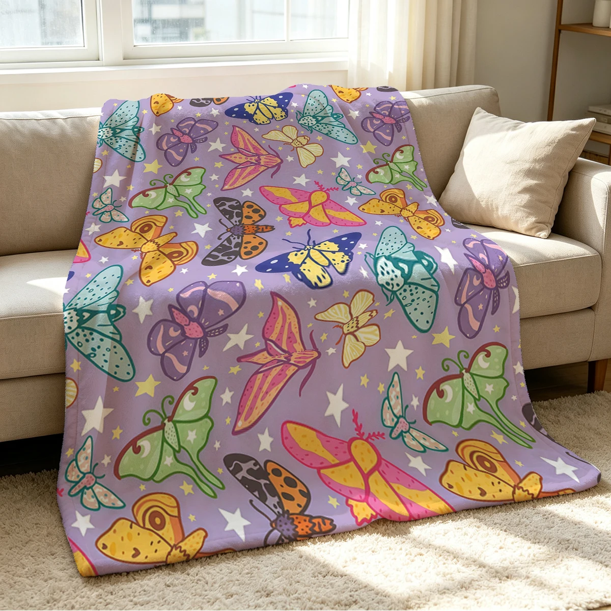 Moth Magic Blanket Soft Cozy Throw for Sofa Bed Festive Holiday Decor Gift for Kids and Adults,Lightweight and Warm