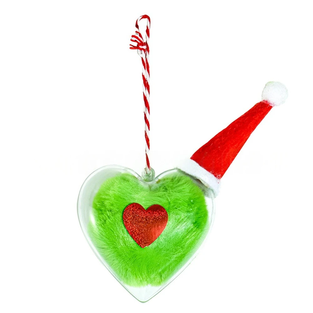 

Набор из 8-х рождественских украшений в форме сердца из зеленого и красного пластика с подвесным шнуром для елки и украшения дома