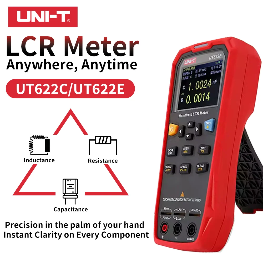 UNI-T UT622C UT622E LCR Meter 100kHz 5-Bit Display Inductance Capacitance Resistance Tester with Recording Mode Kelvin Test 1 so