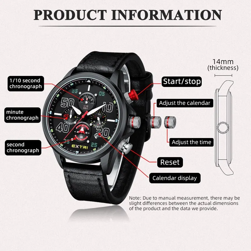 2023 Fashion Men Military Sports Watches Luxury Leather Quartz Watch Mens Business Chronograph Calendar Waterproof Wrist Watch