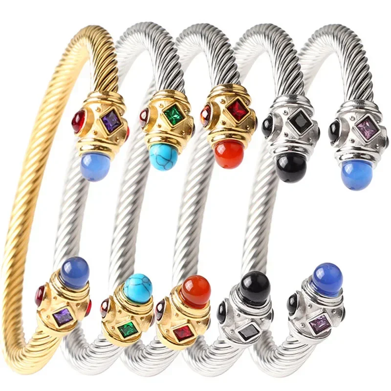 

Mencheese wound stainless steel colorful AAA zircon luxury jewelry women wedding stage show accessories sisters gift