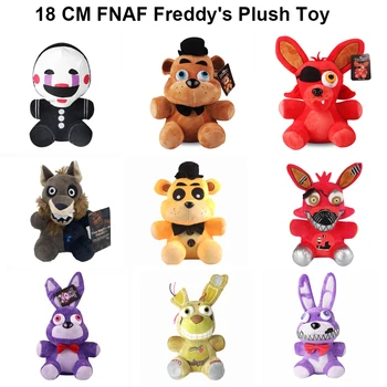 18cm fnaf brinquedos de pelúcia freddy fazerbear urso foxy coelho bonnie chica peluche juguetes 5 noites no freddy plushie brinquedos presentes