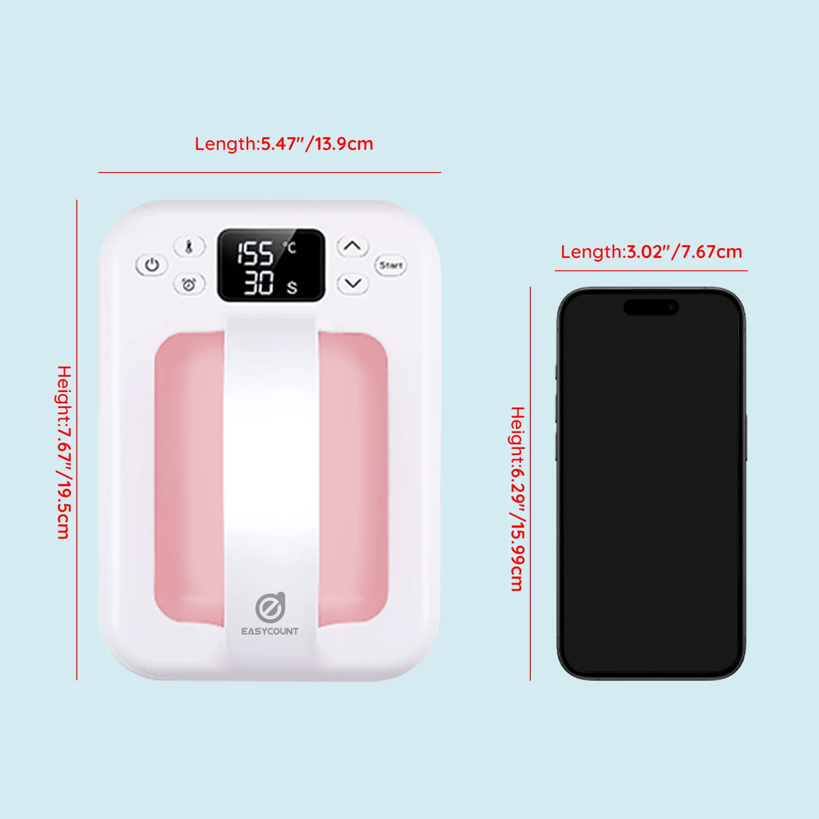 เครื่องกดความร้อน HP6 – เครื่องกดเสื้อยืดแบบพกพาขนาด 7''x5'' – เตารีดทําความร้อนเร็วสําหรับเสื้อยืด การถ่ายเทความร้อน และโครงการ DIY (สีชมพู)