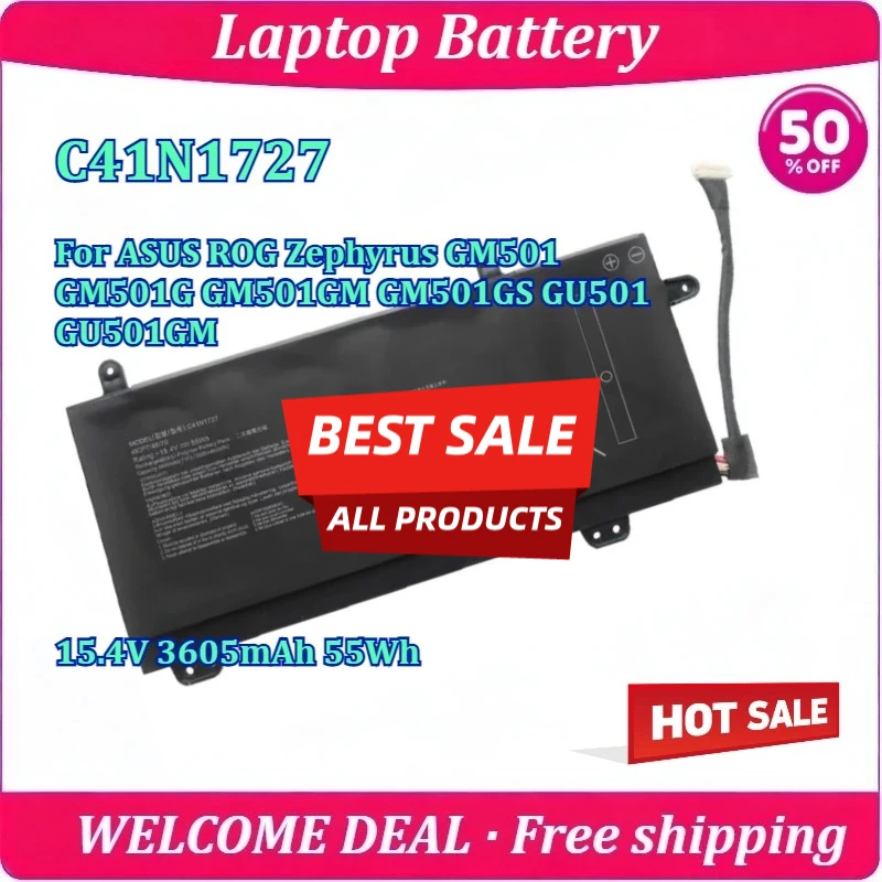 

New C41N1727 Laptop Battery For ASUS ROG Zephyrus GM501 GM501G GM501GM GM501GS GU501 GU501GM 15.4V 3605mAh 55Wh