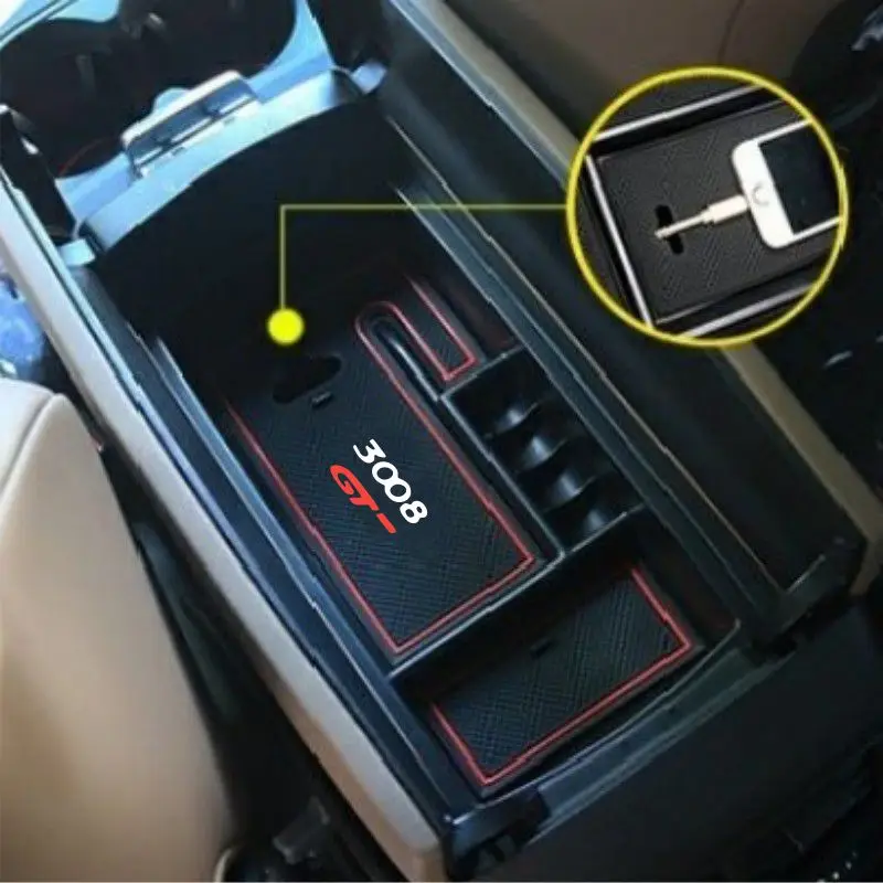 Für Peugeot 3008 GT 2017 ~ 2024 2025 Armlehne Versteckte Fall Brieftasche Schlüssel Karte Lagerung Box Für Eine Ordentlich und Ordentlich Auto Innen Zubehör