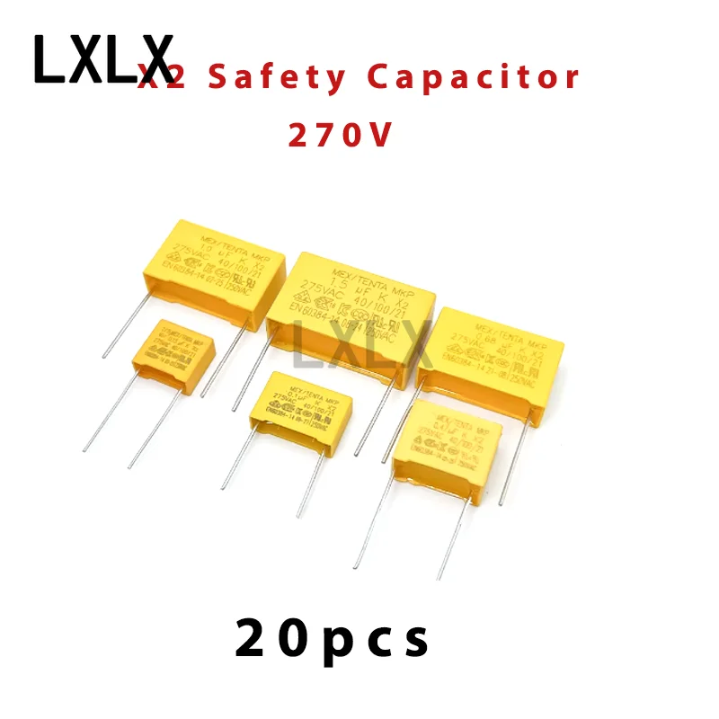 20PCS 275VAC Polypropylene Film Capacitor X2 0.01 0.1 0.15 0.022  0.22 0.33 0.47 0.56 0.68 1.2uf 1uf p10p15 Correction Capacitor