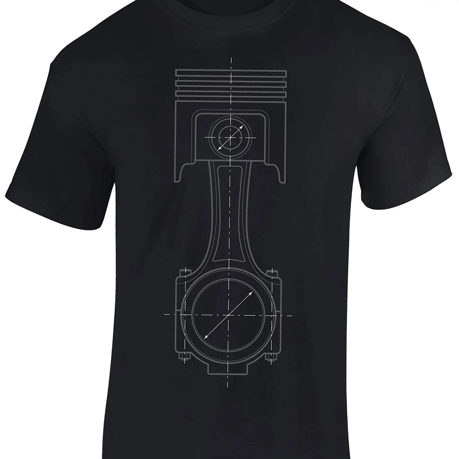 Baddery Auto Tuning T Shirt Herren Kolben Skizze Motorsport Schrauber für Mechaniker Autofans und Tuner vintage Washed