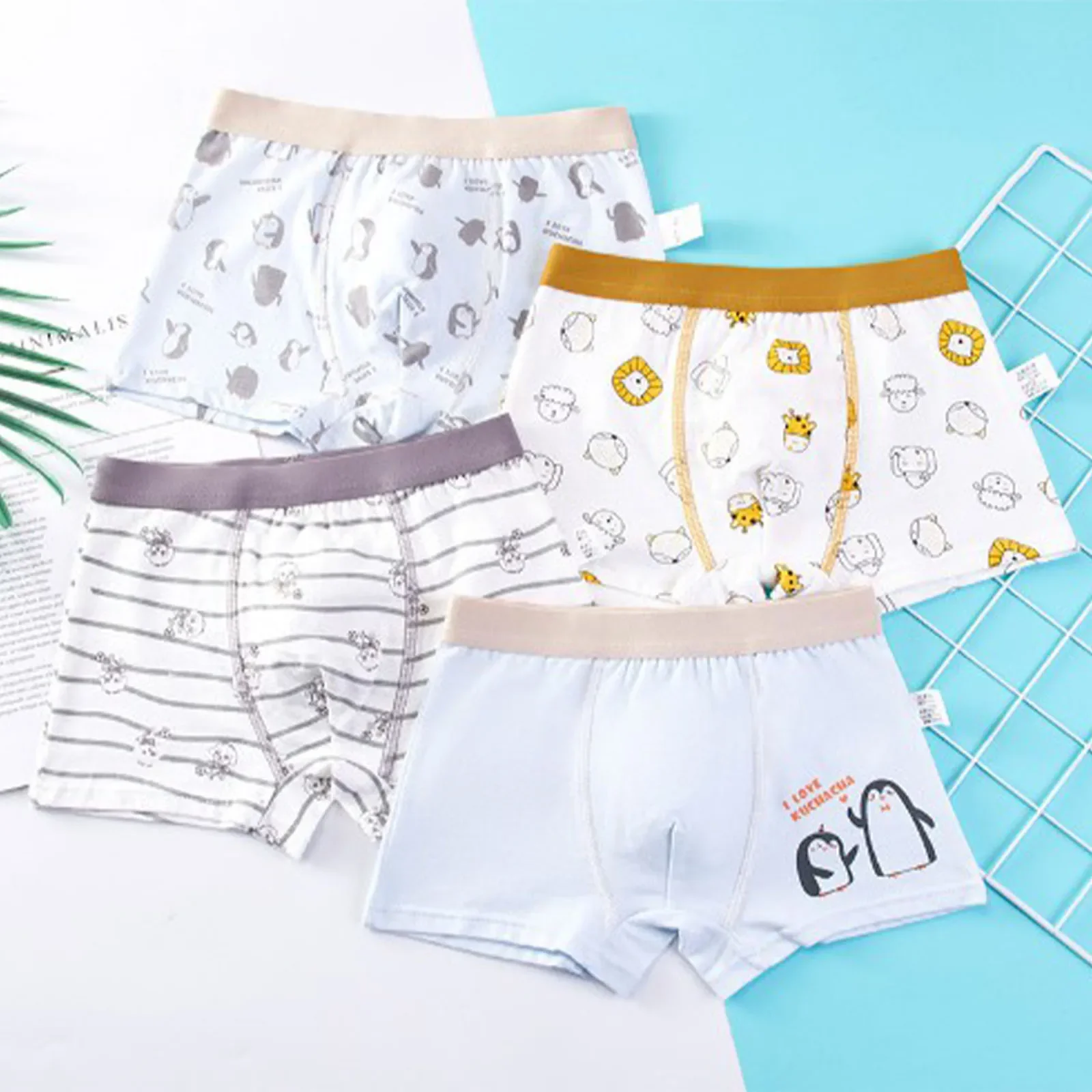 4pcs Baby Boys Boxers Cotton UnderPanties Cute Kid UnderWear Bear Car Cartoon Print Briefs Soft Shorts Student Boy Panties 2-16Y - Image 4