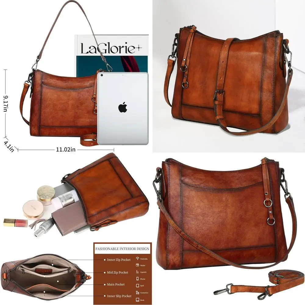 

Genuine Leather Crossbody Bags for Women, Medium Hobo Satchel Purses and Handbags, Shoulder Purse Long-Lasting Style