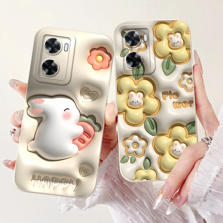 For Oppo A57 A77 A57s A57e A77s 4G 5G Phone Case Soft Matte Silicone Capa Realme V23 Funda Cartoon Panda Back Cover Oppo A56s
