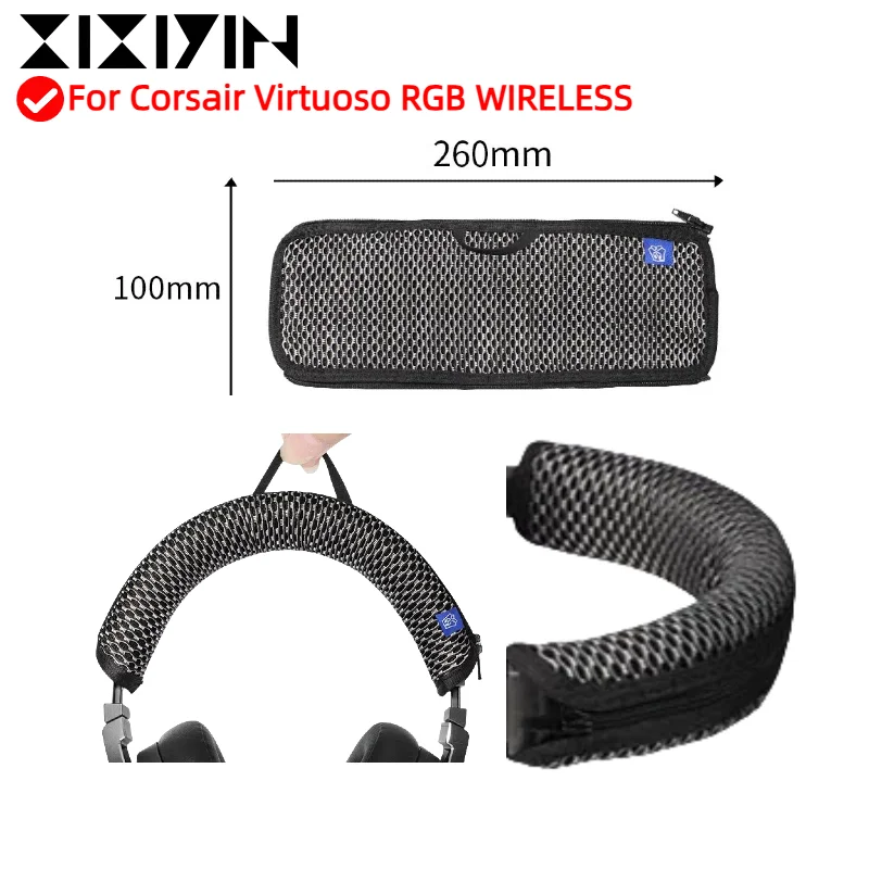 

XIXIYIN Zipper head beam grid protective cover/hook head beam cover For Corsair Virtuoso RGB WIRELESS Headphones Easy to clean