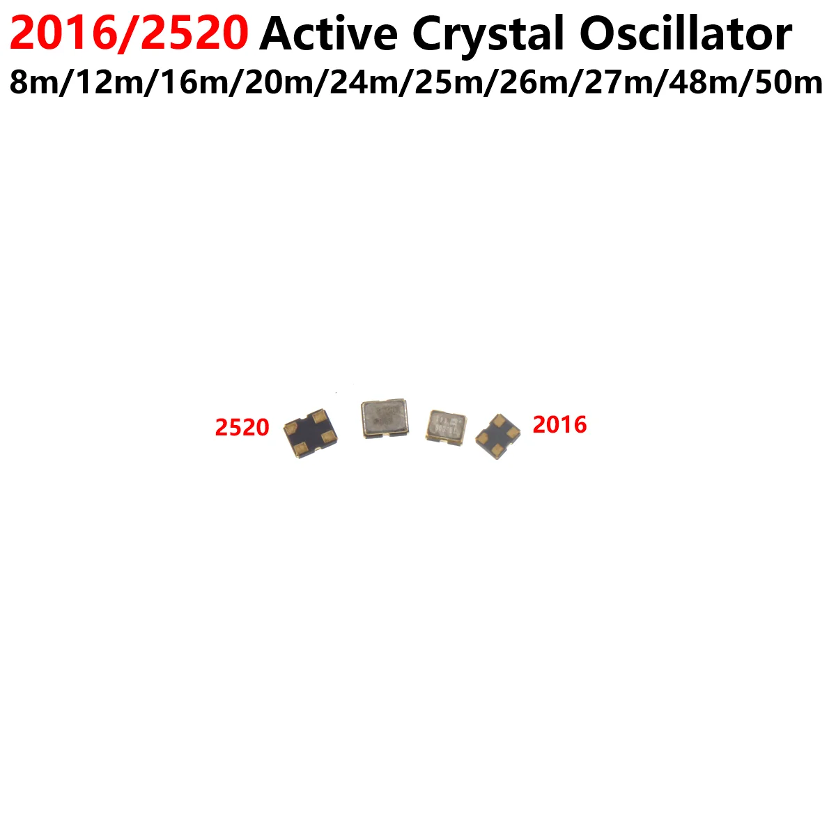 2016 2520 Active Crystal Oscillator 8M 12M 16M 20M 24M 25M 26M 48M 50M SMD 4-pin