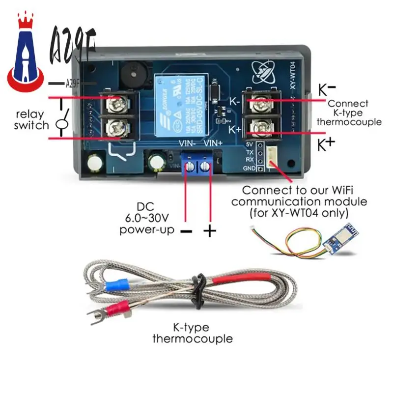 

A29F-XY-WT04-W WIFI Дистанционный цифровой контроллер температуры K Термопара Высокотемпературный контроллер -99-999 градусов