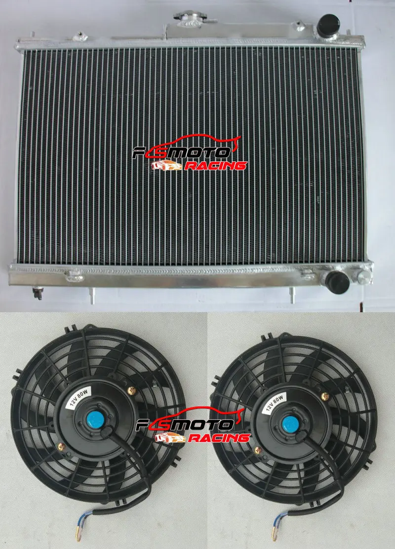 52MM Aluminum Radiator + Fans For Nissan Skyline R33 R34 GTR GTS-T RB25DET MT