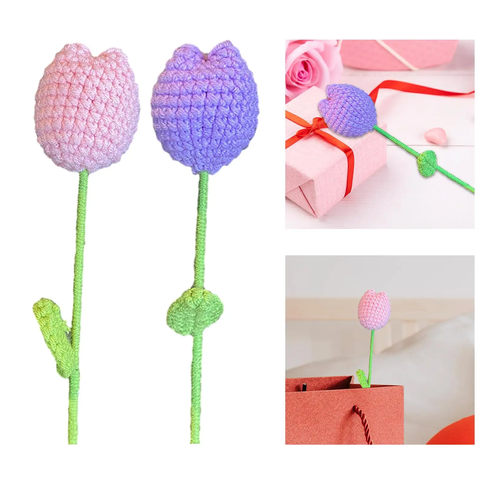 Crochet Flower Artificial Flower for Women Carefully Weave Finished Product Handmade Knitted Flower Birthday Gift Anniversary