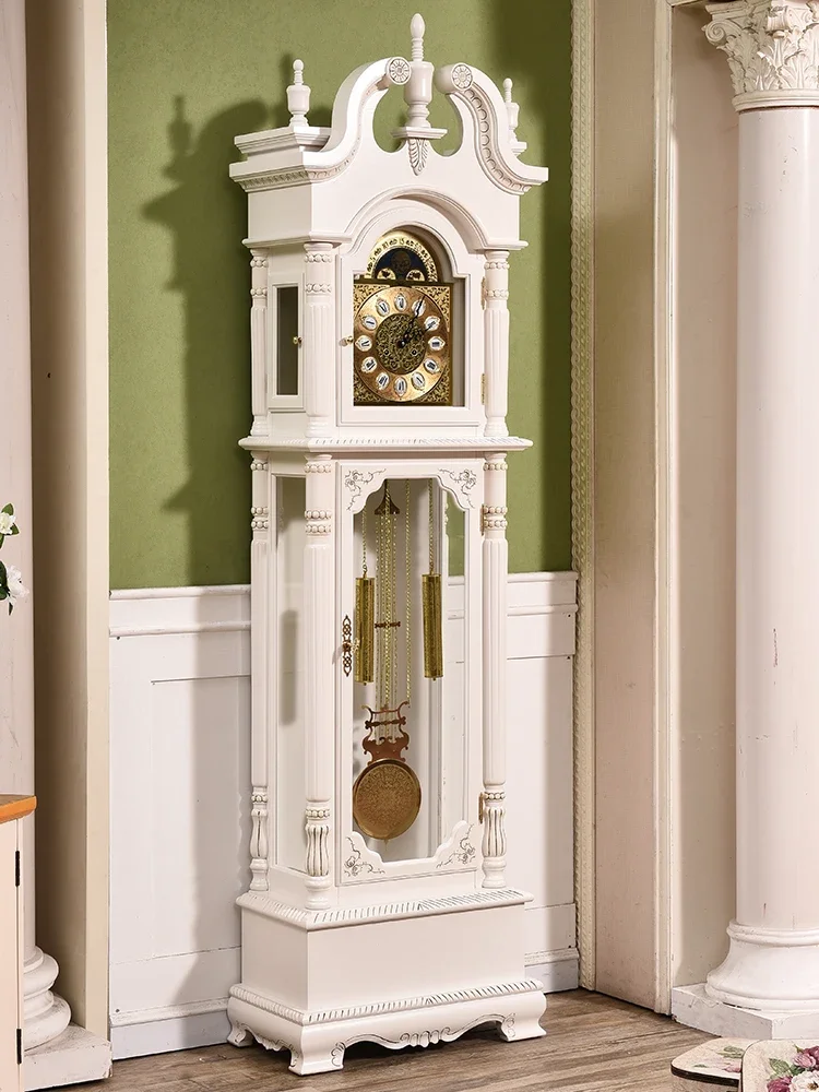 

European-style floor clock living room villa Polaris mechanical white clock classical