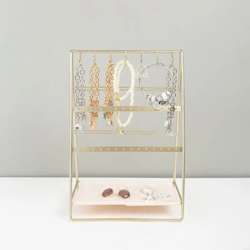 

195C Space Saving Multi Levels Jewelry Rack Gold Finish for Earrings Bracelets