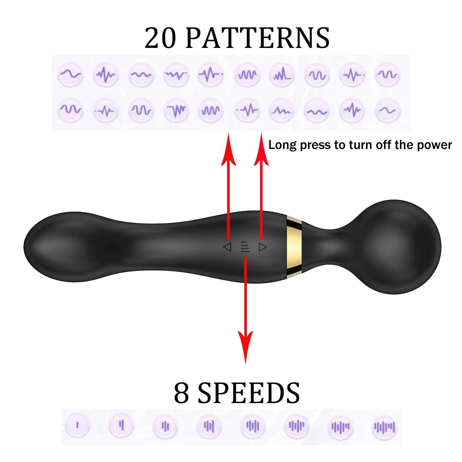 Vibrator Wand,Adult Sex Toy Wand, G Spot Dildo, Clit Vibrator, Sex Vibrators,Clitoris Stimulation,with 8 Speeds & 20 Patterns, F image 4