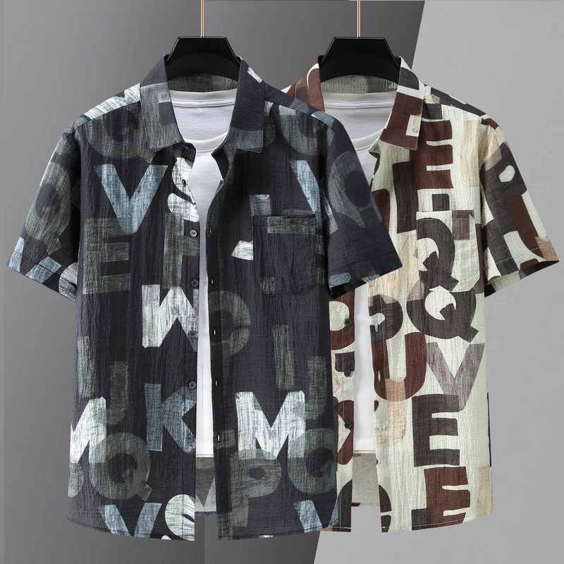 

Summer Oversized Shirt Man Tops 2024 Fashion Plus Size 4XL-11XL Casual Short Sleeve Men's Shirts Vintage Clothing