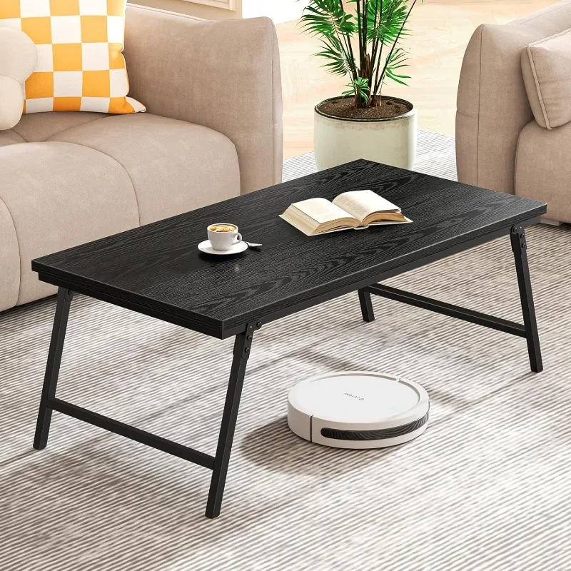 Folding Coffee Table, Leg Latches Portable Sturdy Floor Table Desk for Sitting on The Floor, No Assembly Low Coffee