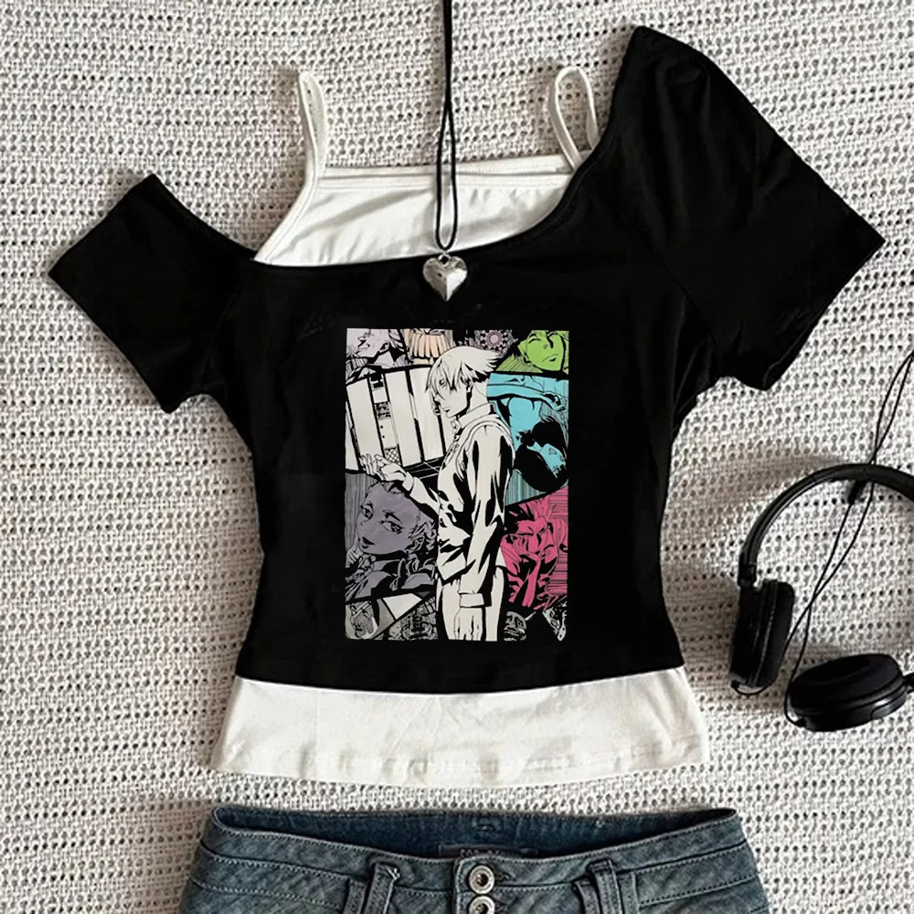 Death Parade cropped top girl jojifuku scene  cute y2k grunge t-shirt emo streetwear cutecore japanese