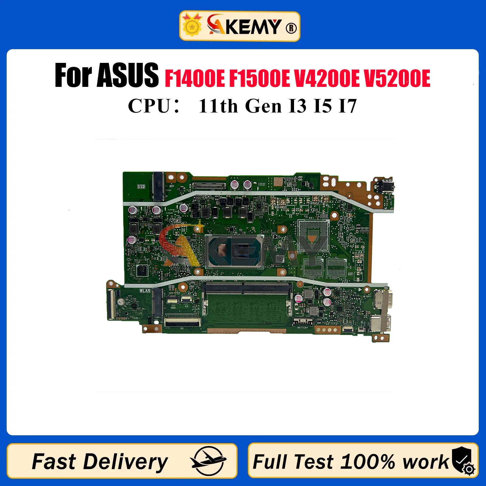 

Материнская плата для ноутбука X415EA для ASUS VivoBook X415E F1400E F1500E V4200E V5200E X415EA X415EP X415EQ с процессором I3 I5 I7