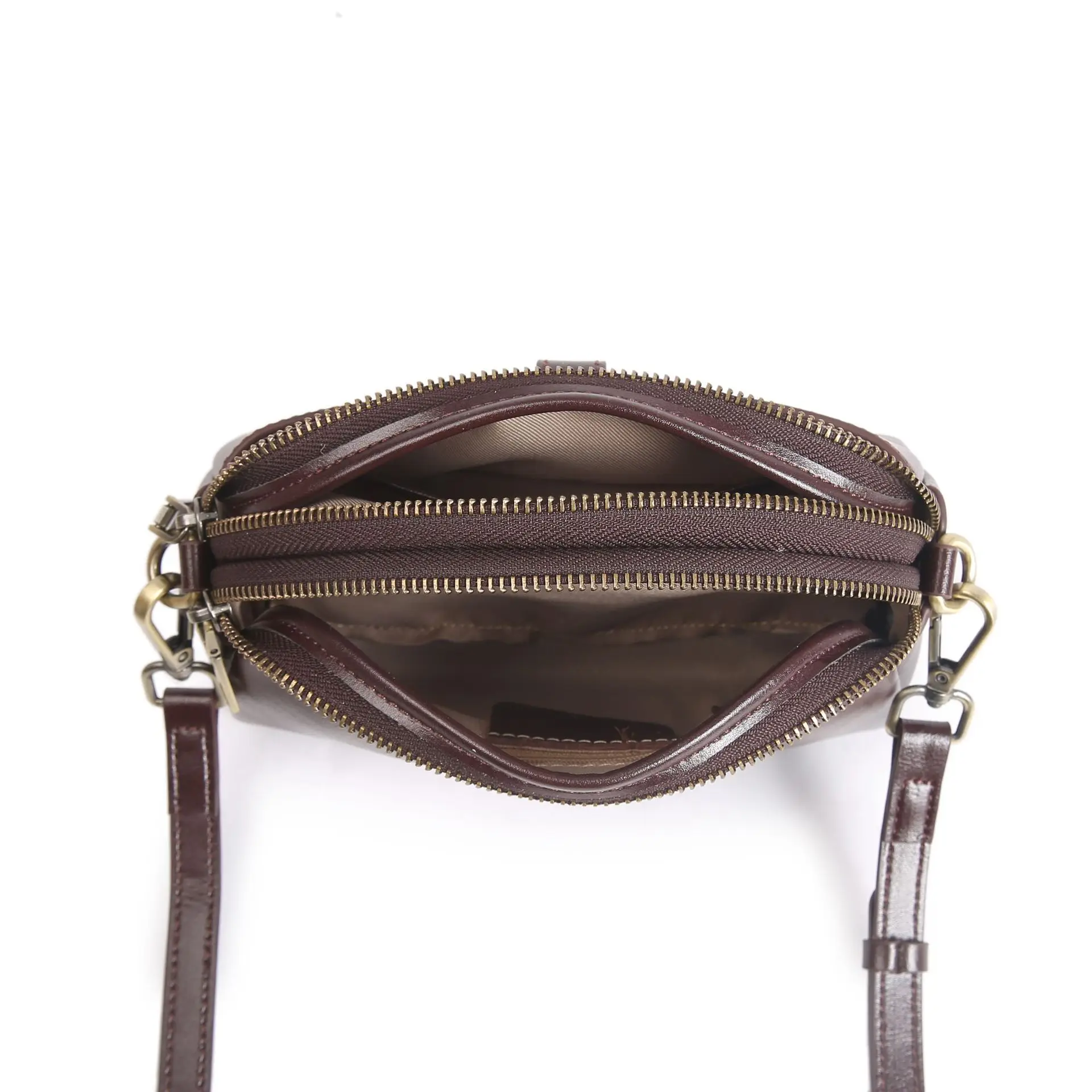 حقيبة نسائية صغيرة من جلد البقر المدبوغ بالخضراوات - تصميم بسيط وعملي صدفي، حقيبة كتف كروس خفيفة الوزن يوميًا