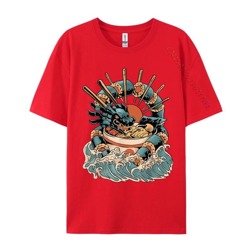 قمم رامين التنين السوشي مخصصة ، تي شيرت القطن الشباب ، تيشيرتات مضلعة #3