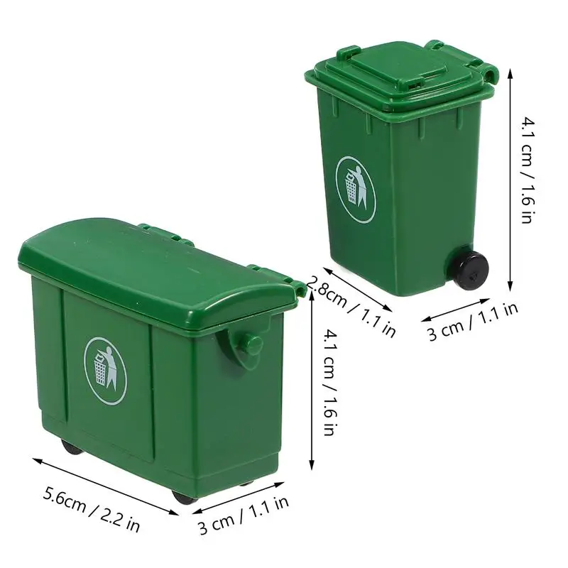 Decoration Crafts Mini Trash Can Toy Mini Sanitation Trash Cans Model Simulation Garbage Curbside Trash Bin Kid Gift Figurines