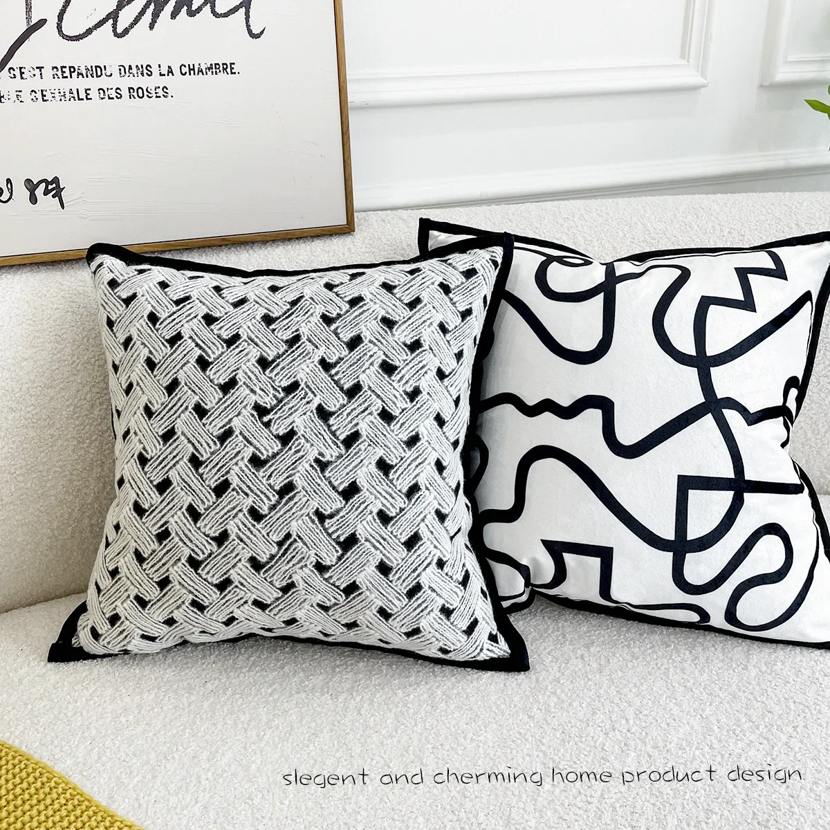 2-częściowy zestaw poszewek na poduszki z aksamitu w stylu nordyckim z nadrukiem w paski, żakardowe poszewki na poduszki dekoracyjne 45x45cm do salonu, sypialni, na sofę, do domu