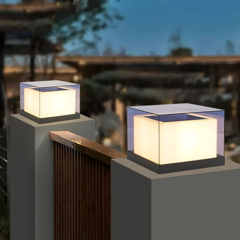 New solar stigma lamp, courtyard villa pillar lamp, outdoor waterproof door lamp, outdoor power connection wall lamp
