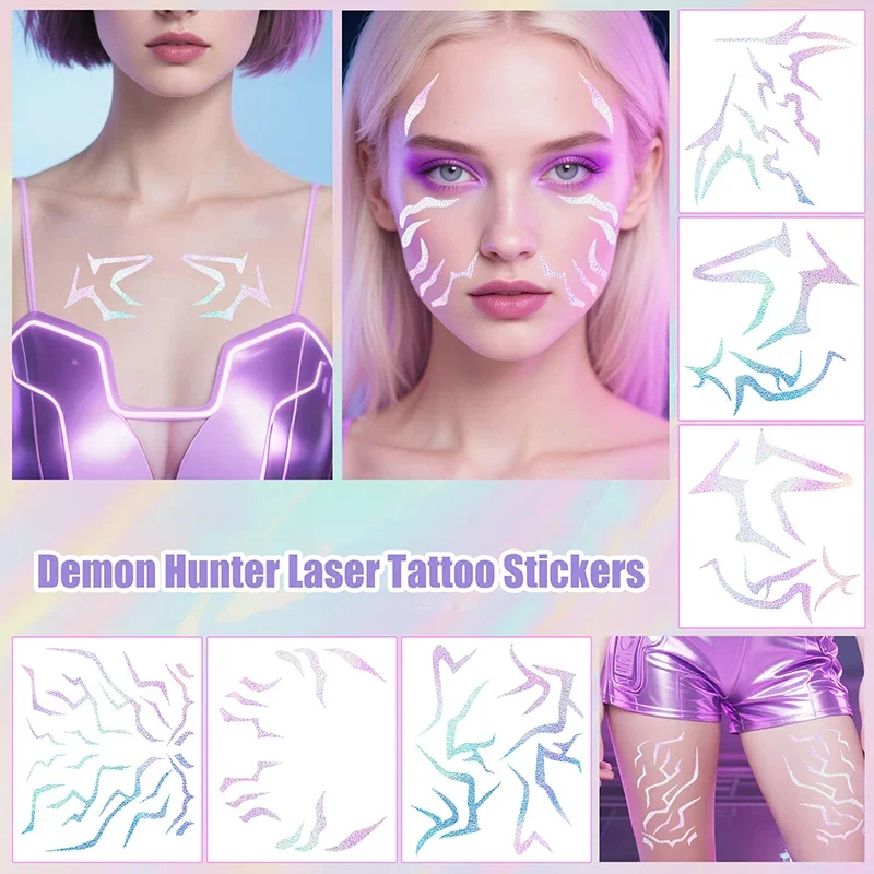 

Anime Cosplay Purple Tattoo Sticker Outfits Temporary Tattoo Demons Cartoon Hunters Fancy Costume Accessories Halloween Props