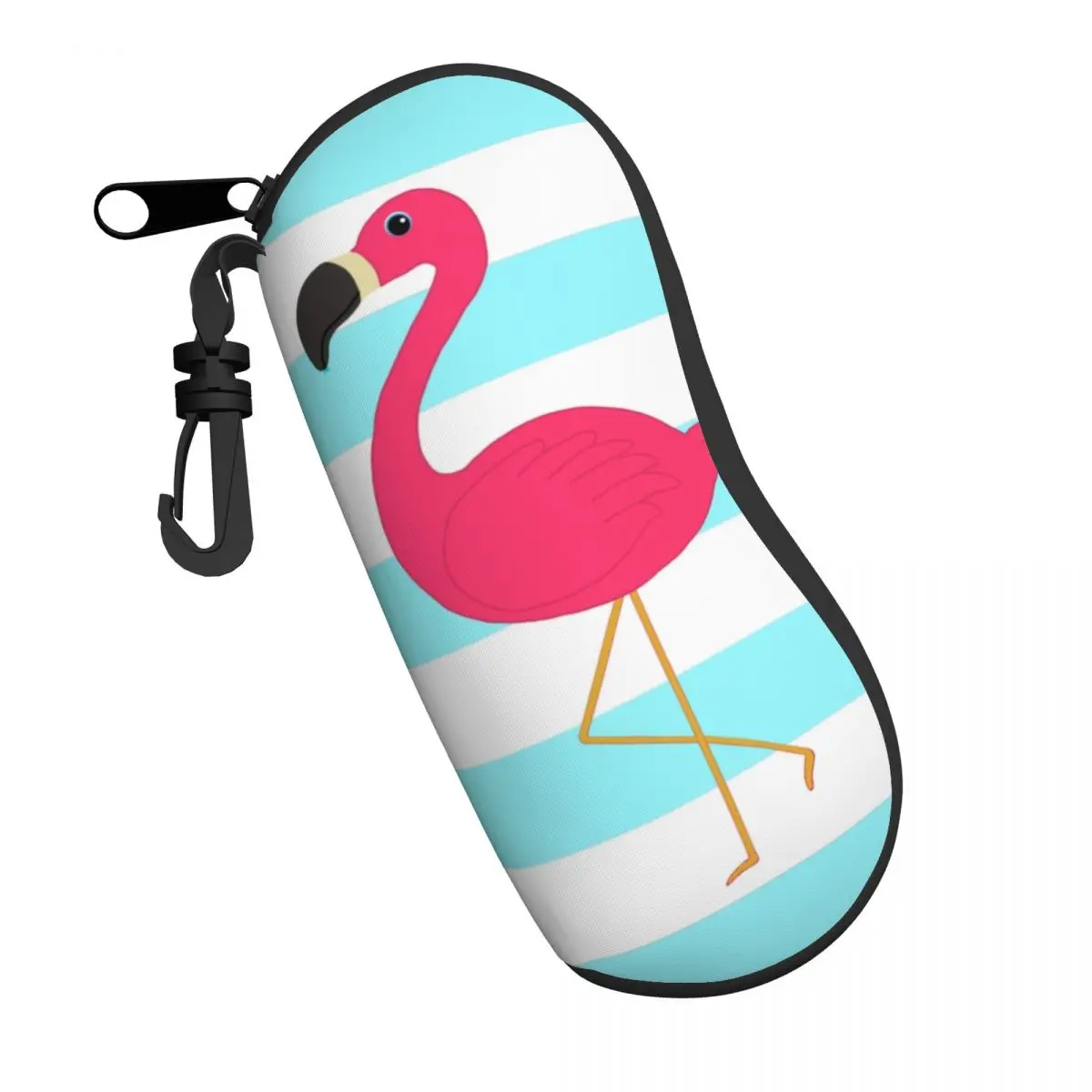 Pink Flamingo On Stripes Eyeglass Glasses Case Men Women Soft Tropical Bird Sunglasses Protective Bag